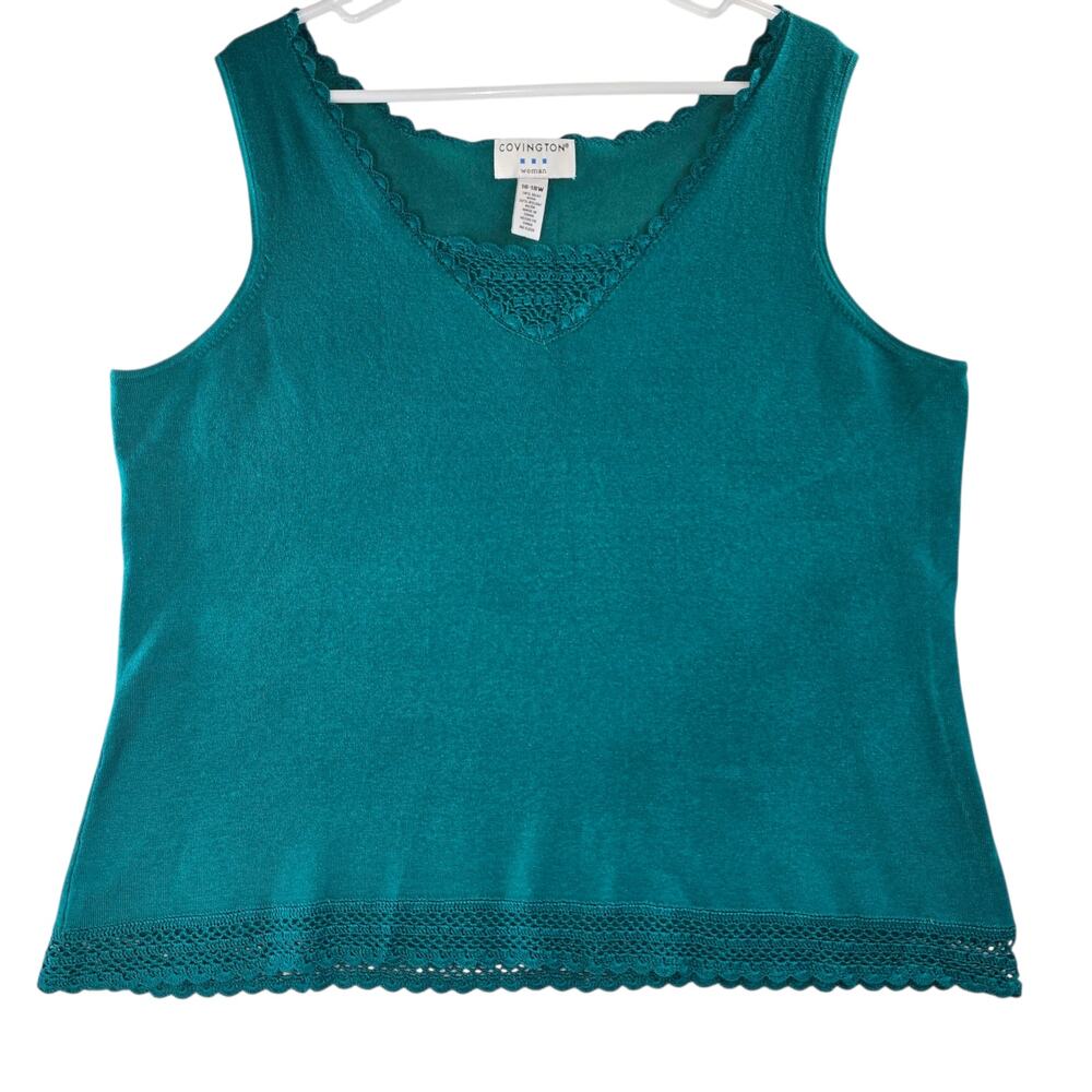 Covington Women's Silk/Nylon Tank Top Green Size 16-18W